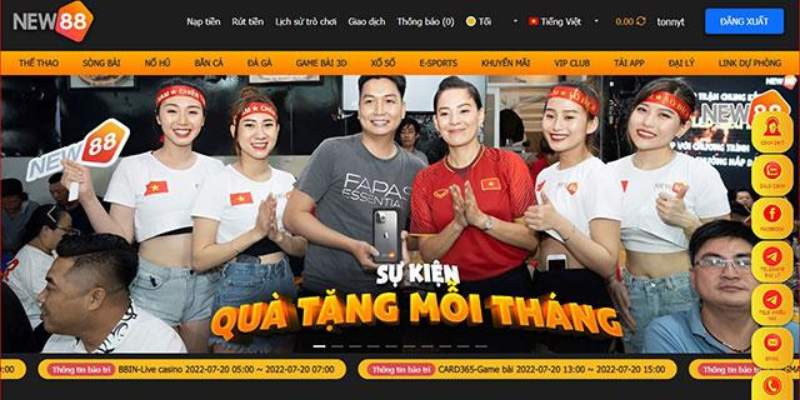 Giao diện thẩm mỹ, sang trọng của New88